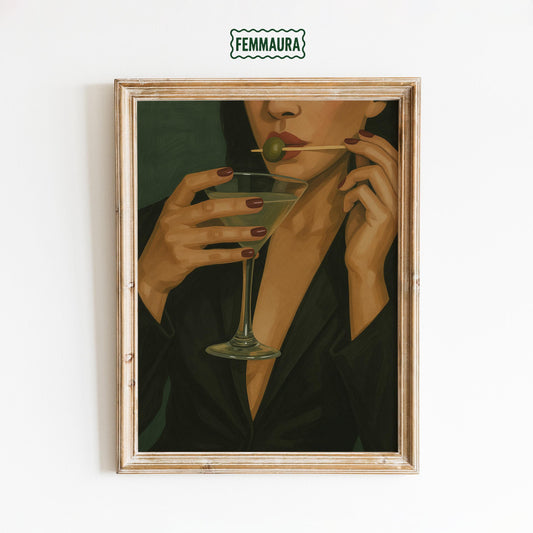 Martini Woman Poster – Elegant Dark Feminine Art | Chic Lounge Wall Decor