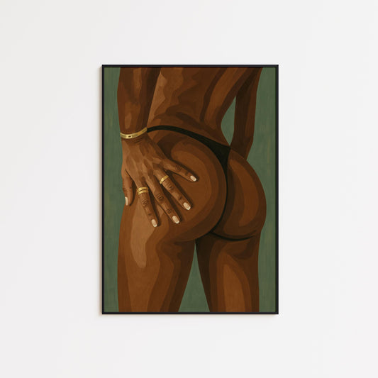 Sensual Feminine Art Print – Brown Skin Body Positive Poster | Empowered Female Decor