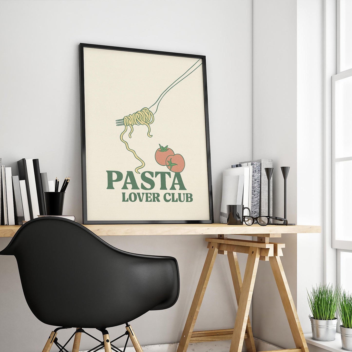 Pasta Lover Club Poster – Retro Kitchen Wall Art, Italian Food Print