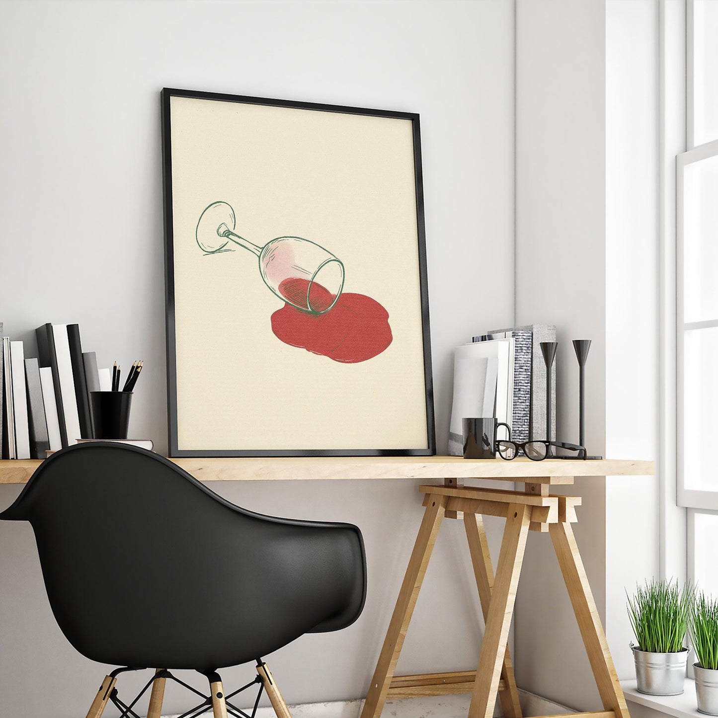 Spilled Wine Poster – Minimalist Red Wine Art Print