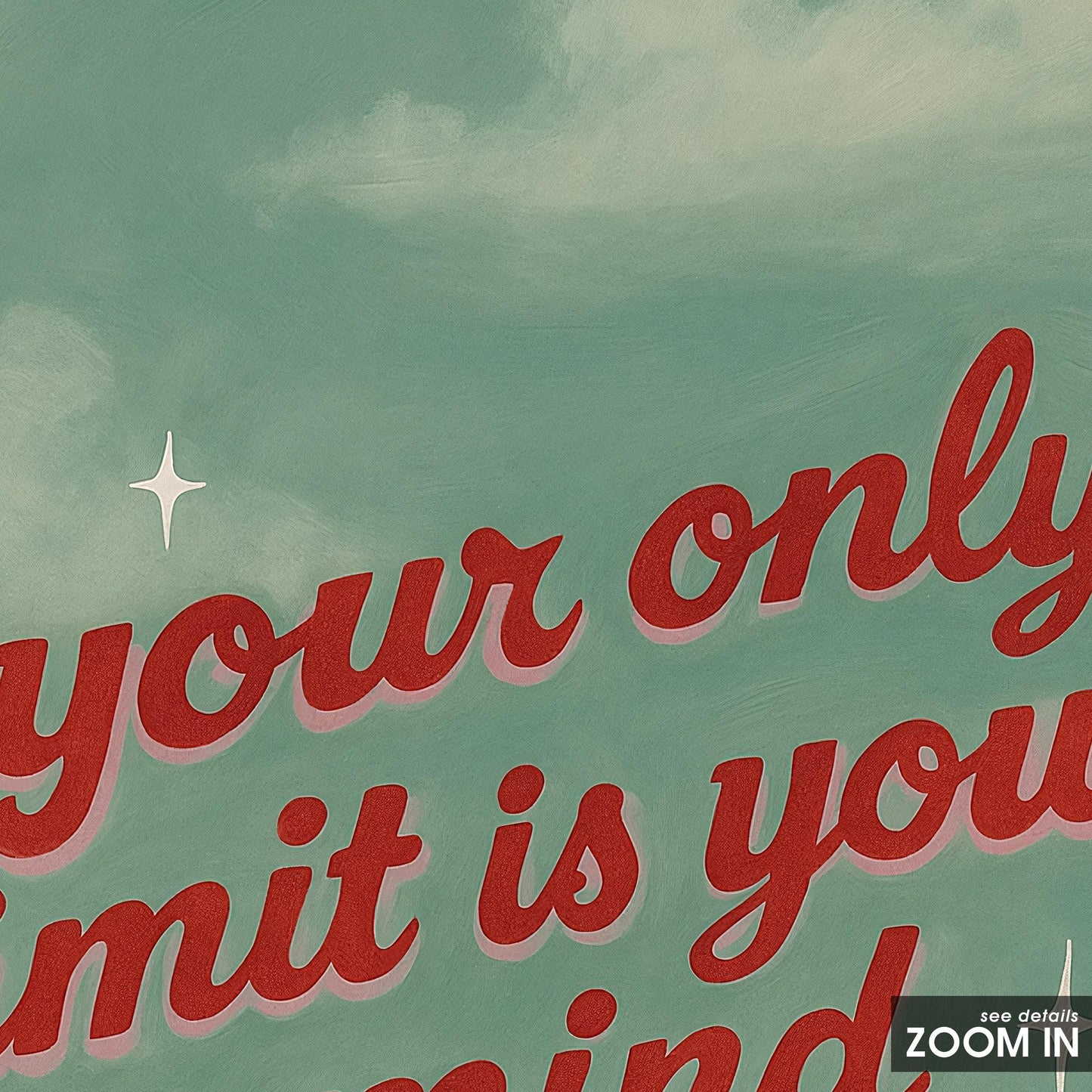 Motivational Quote Poster – Vintage Typography Print With Dreamy Sky Art