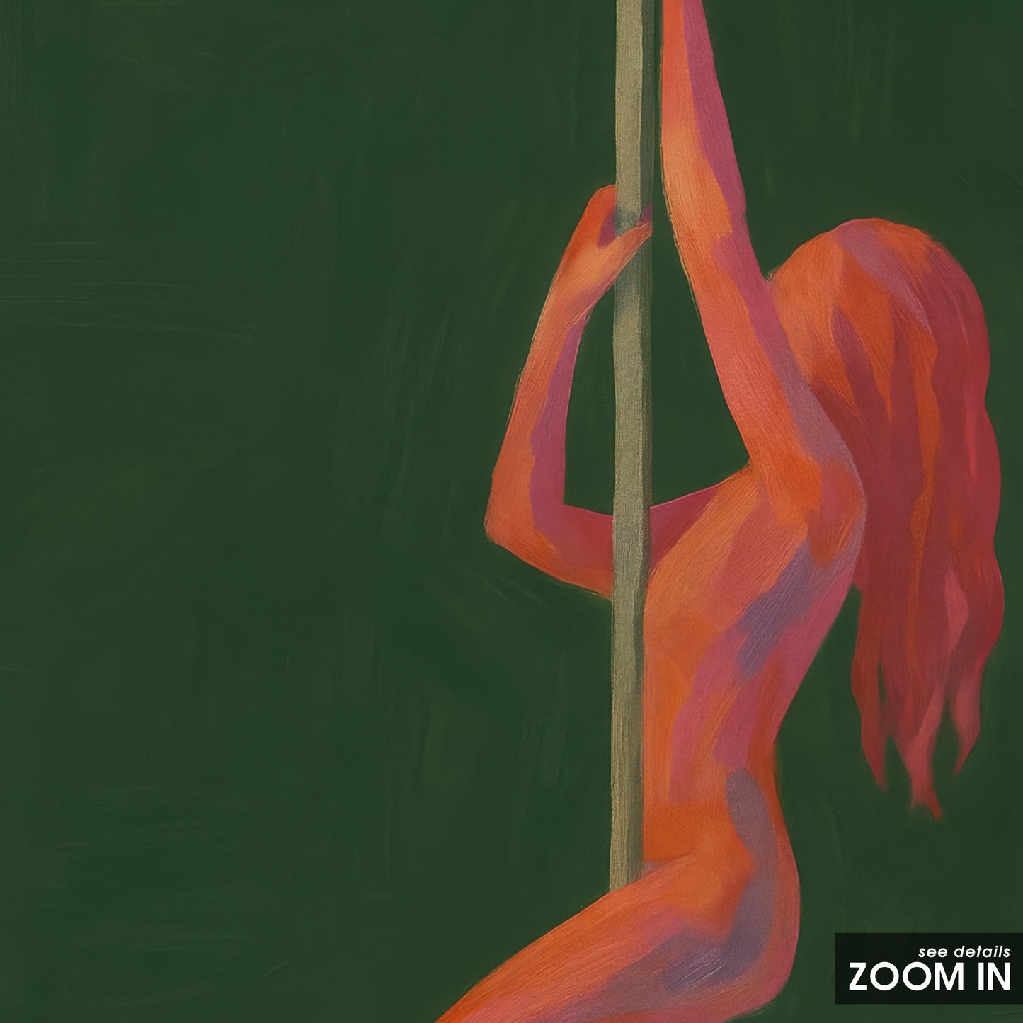 Pole Dancer Art Print – Minimalist Retro Nude Illustration | Bold Green Wall Decor