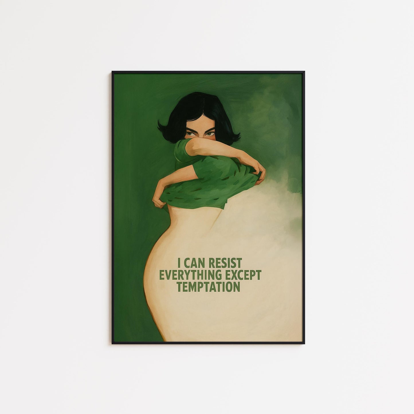 Feminine Art Print – Bold Green Minimalist Poster | Sensual Wall Art