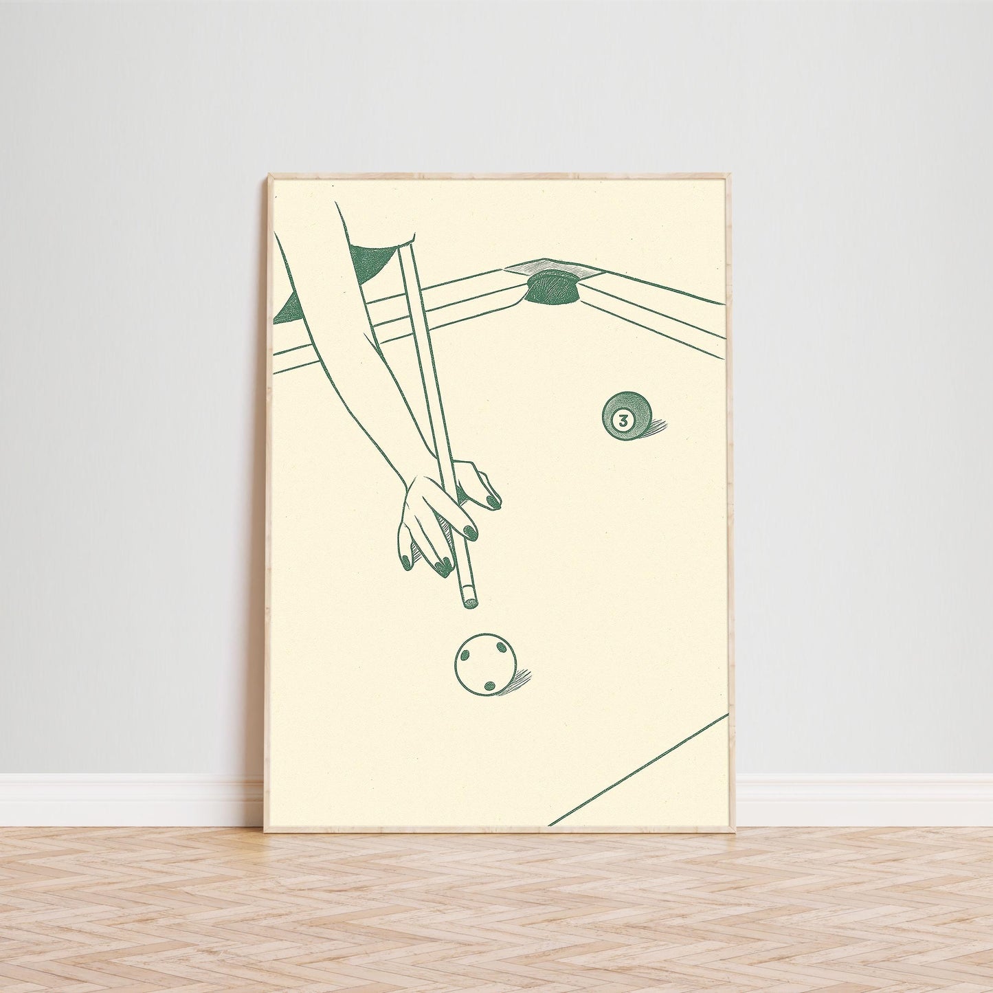 Billiards Poster – Minimal Line Art Pool Table Illustration