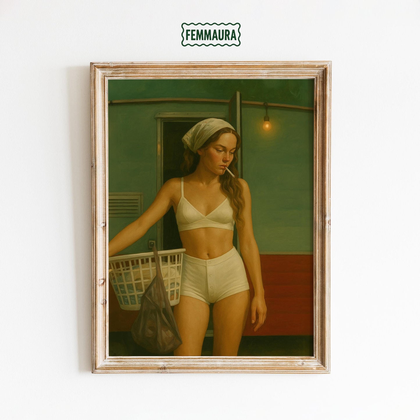 Vintage Laundry Poster – Retro Wall Art | Cinematic Lighting & Feminine Vintage Artwork