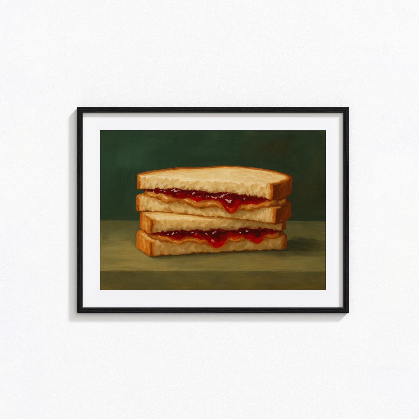 PB&J Sandwich Art Retro Food Poster – Moody Kitchen Decor & Nostalgic Wall Art
