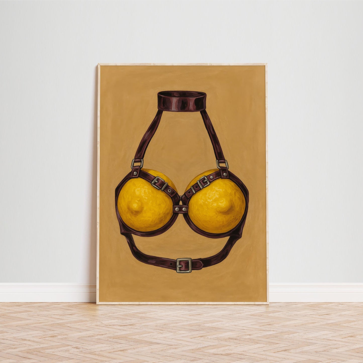 Lemon Bra Harness – Erotic Pop Art Print | Bold, Playful Wall Decor