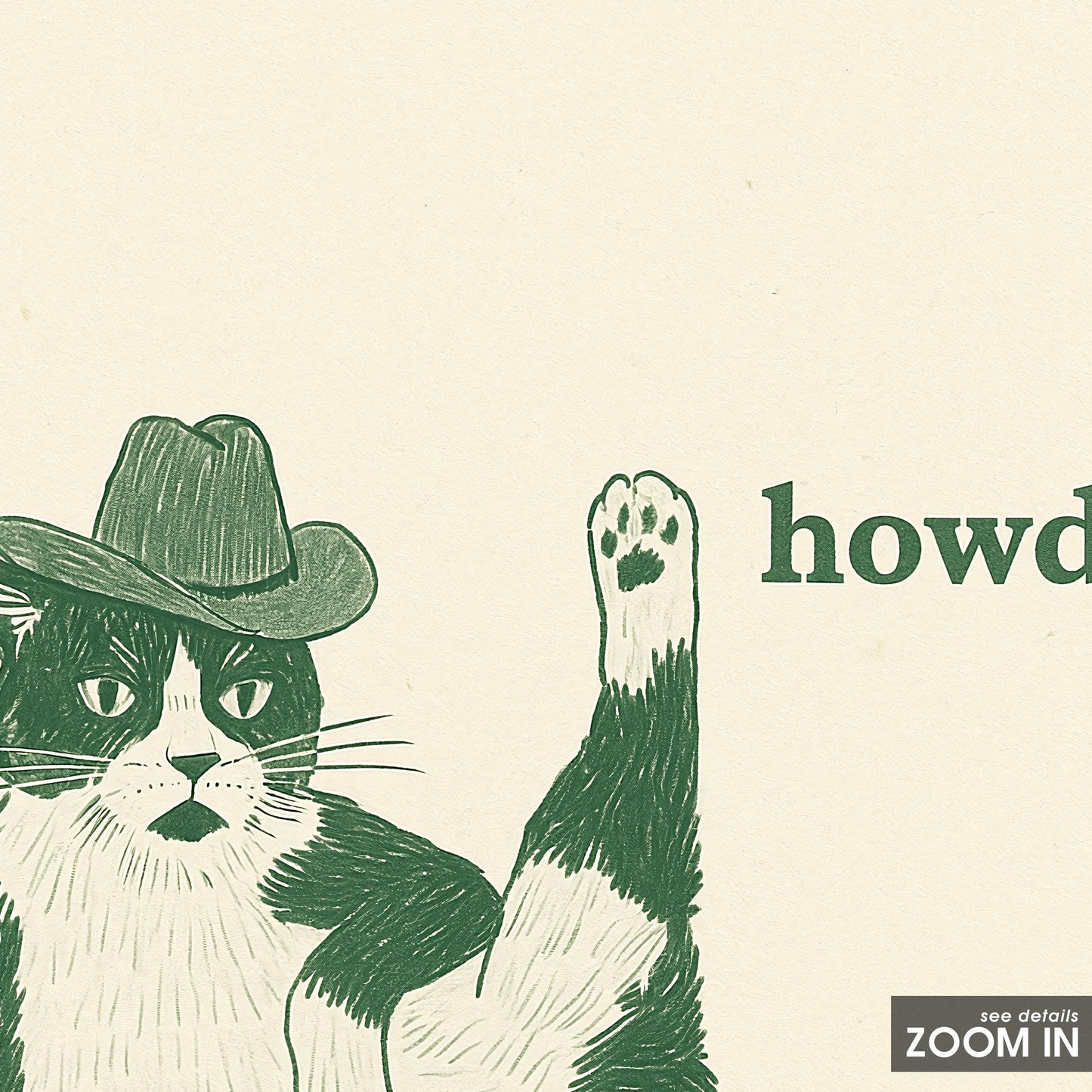 Howdy Cat Poster – Funny Cowboy Cat Print, Western Minimal Wall Art