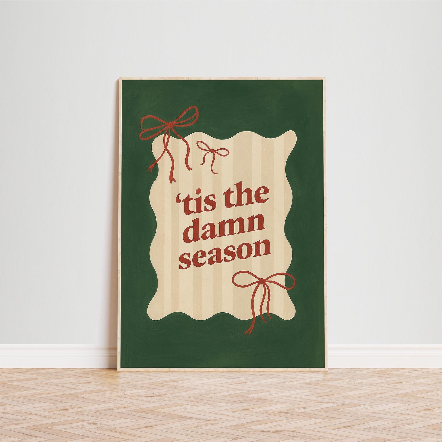 Retro Holiday Poster – ’Tis the Damn Season Funny Christmas Wall Art Print