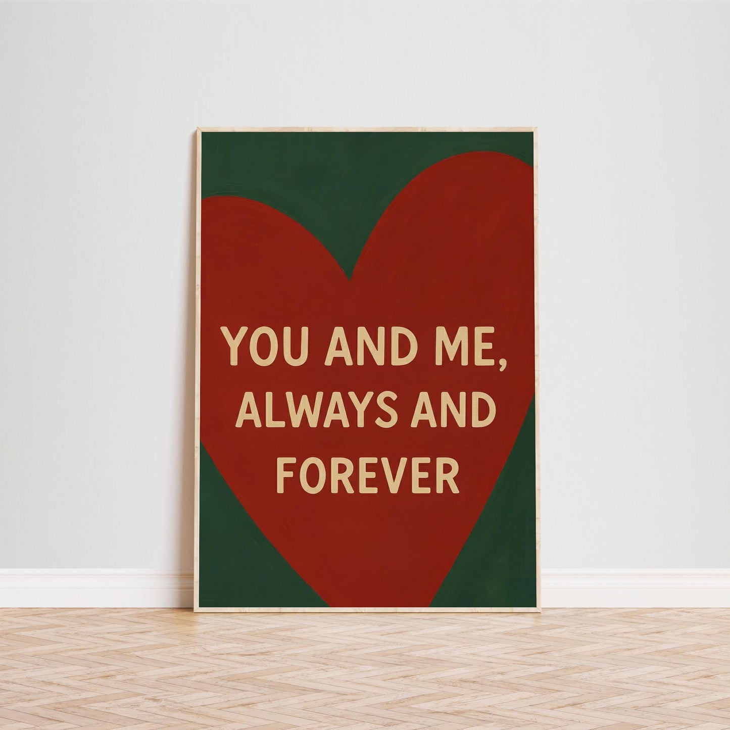 Romantic Wall Art – Minimalist Love Quote Print With Red Heart Artwork