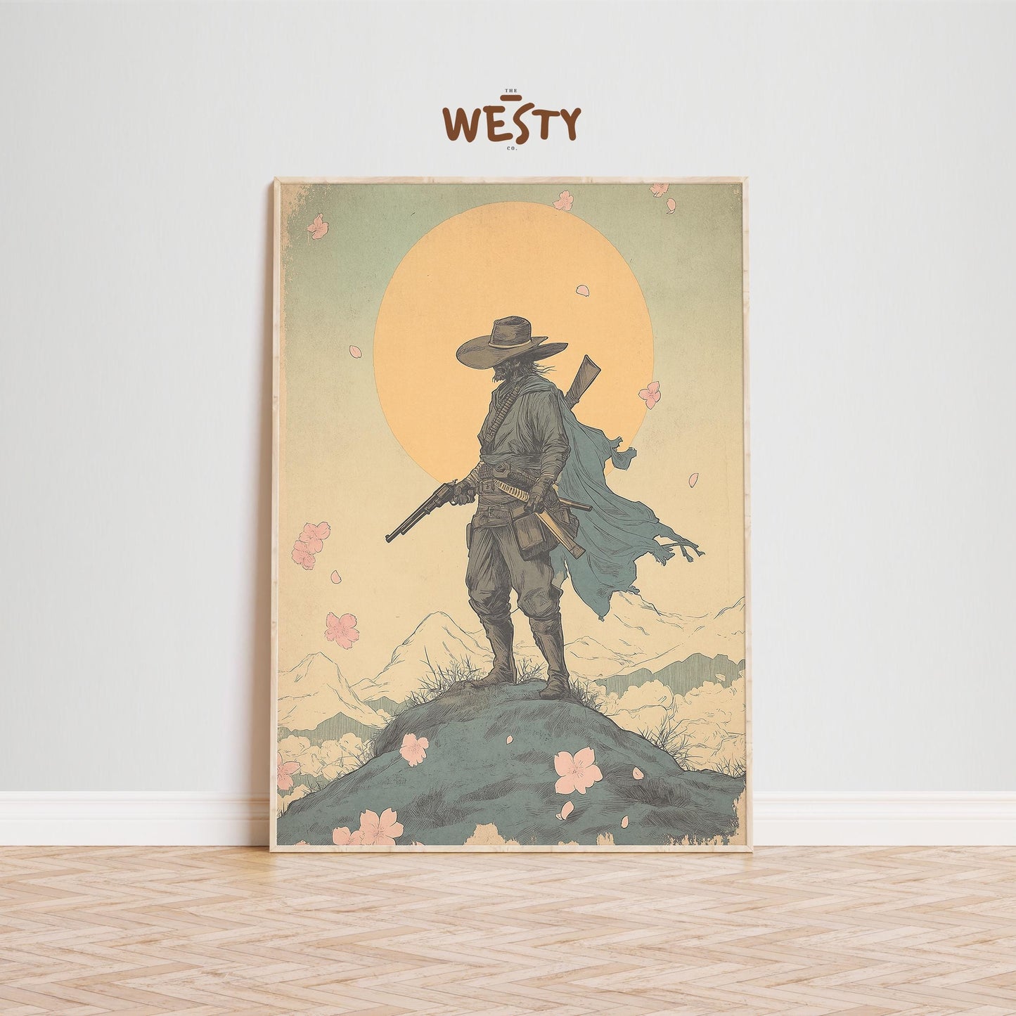 Lone Warrior Cowboy Poster – Samurai Western Style Art Print