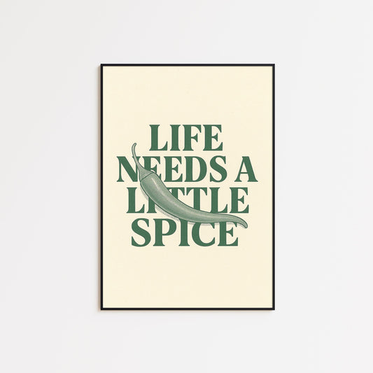Kitchen Quote Wall Art – Minimalist Spice Decor With Green Chili Print
