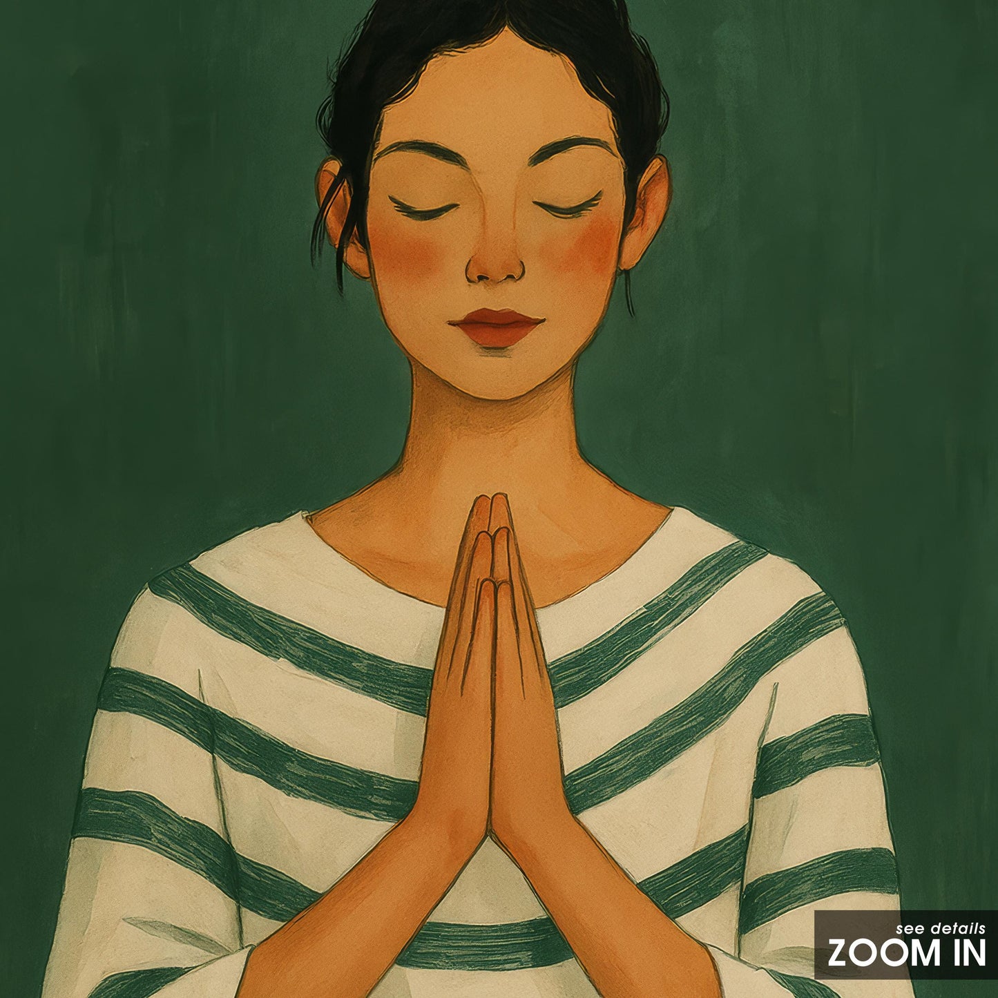 Calm Meditation Wall Art – Feminine Zen Poster | Green Mindful Decor Print