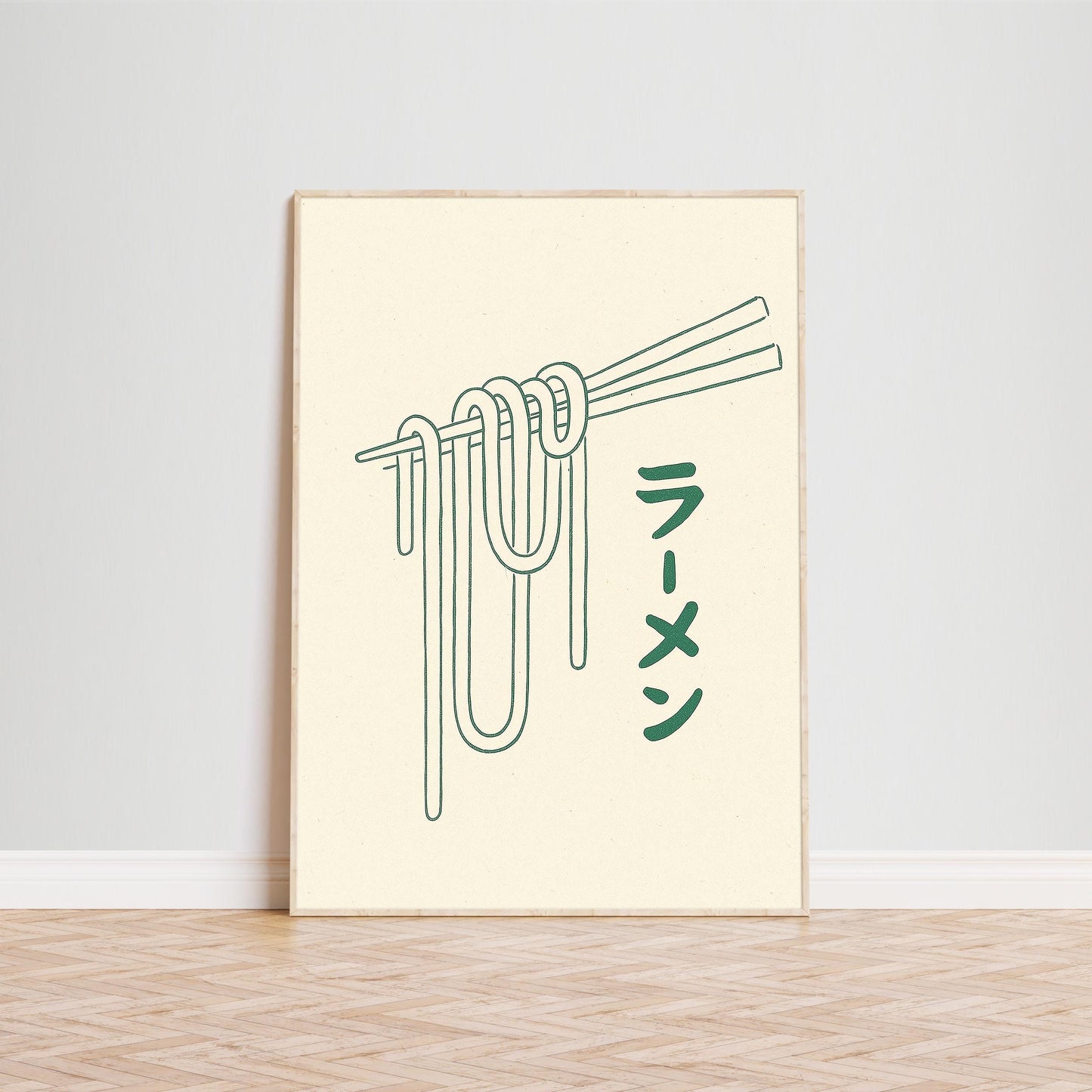 Ramen Line Art Poster – Minimal Japanese Noodle Print, Modern Kitchen Wall Decor