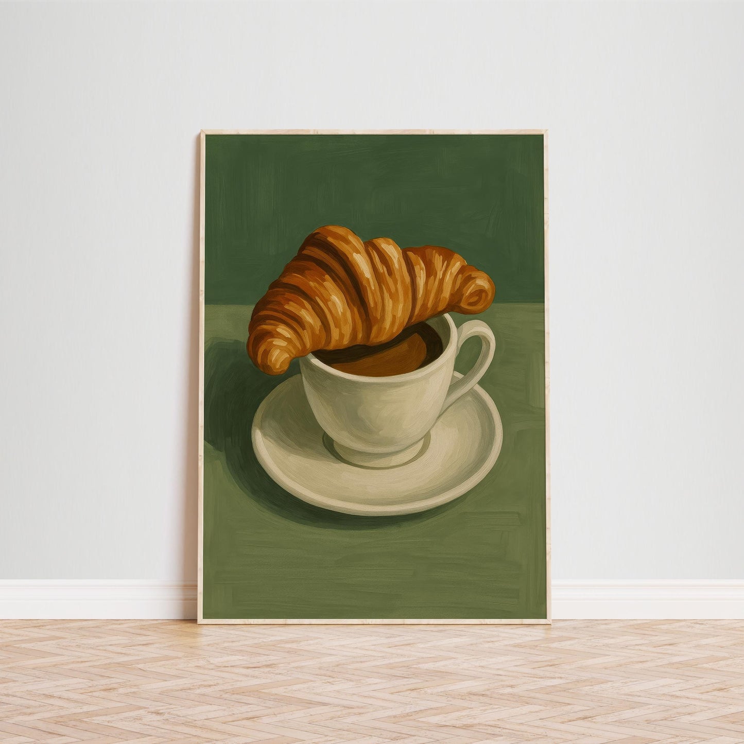 French Café Wall Art – Croissant Breakfast Poster | Parisian Kitchen Decor