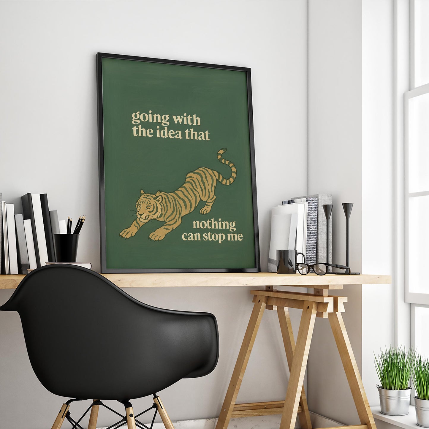 Tiger Motivation Poster – Bold Feminist Wall Art With Empowering Quote