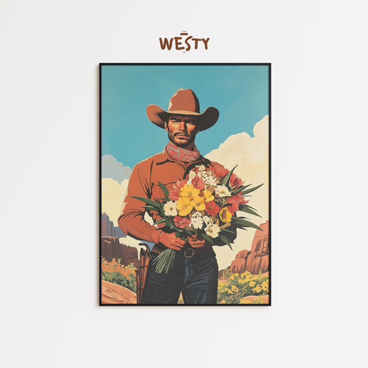 Soft Cowboy with Flowers – Western Feminine Masculinity Art