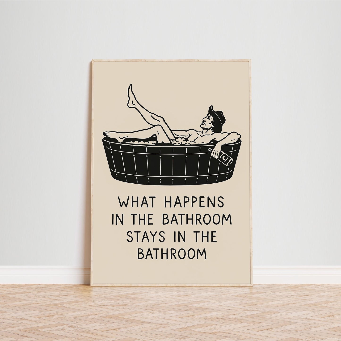 Funny Cowboy Bathroom Poster – What Happens in the Bathroom Stays There