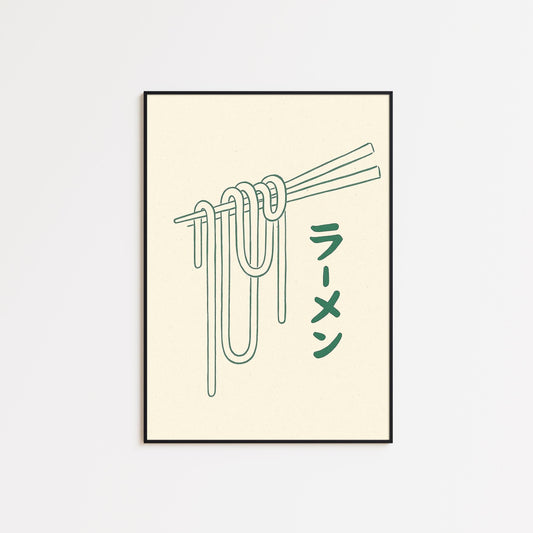 Ramen Line Art Poster – Minimal Japanese Noodle Print, Modern Kitchen Wall Decor