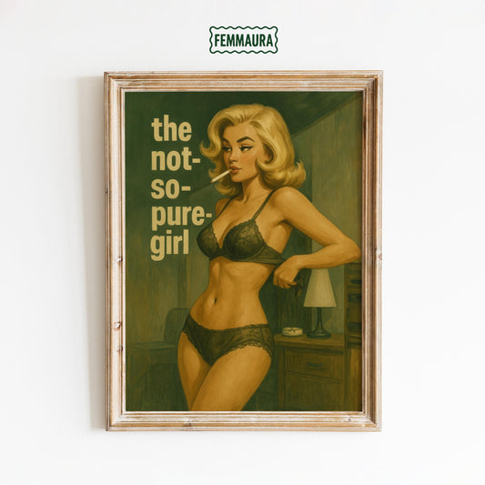 Queer Pulp Pin-Up Vintage Erotica Art – Bold Femme Fatale Poster on Semi-Glossy Paper