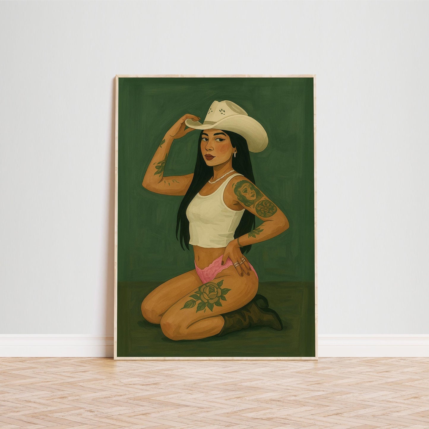 Tattooed Cowgirl Poster – Modern Cowgirl Print | Vintage Western Wall Art