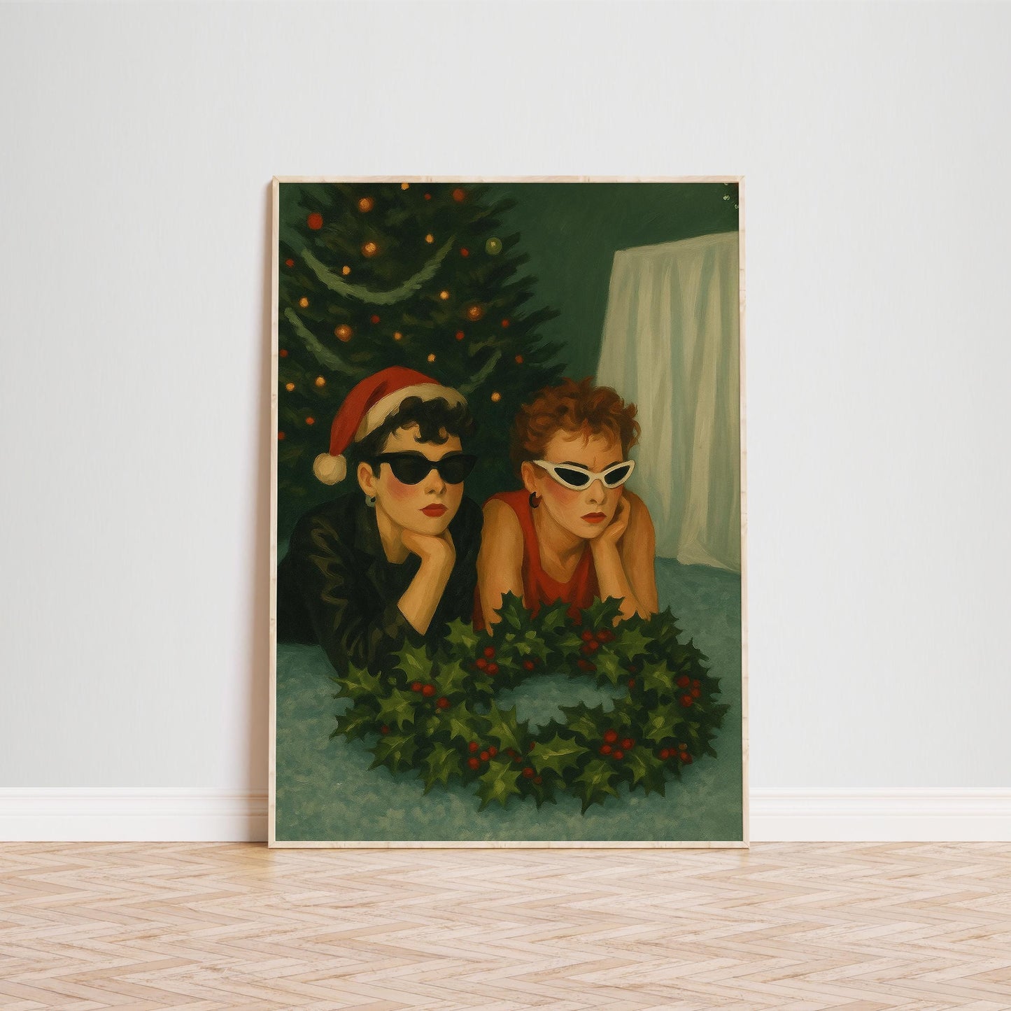 Retro Christmas Poster – Cool Girls Artwork | Festive Retro Decor Wall Art Print