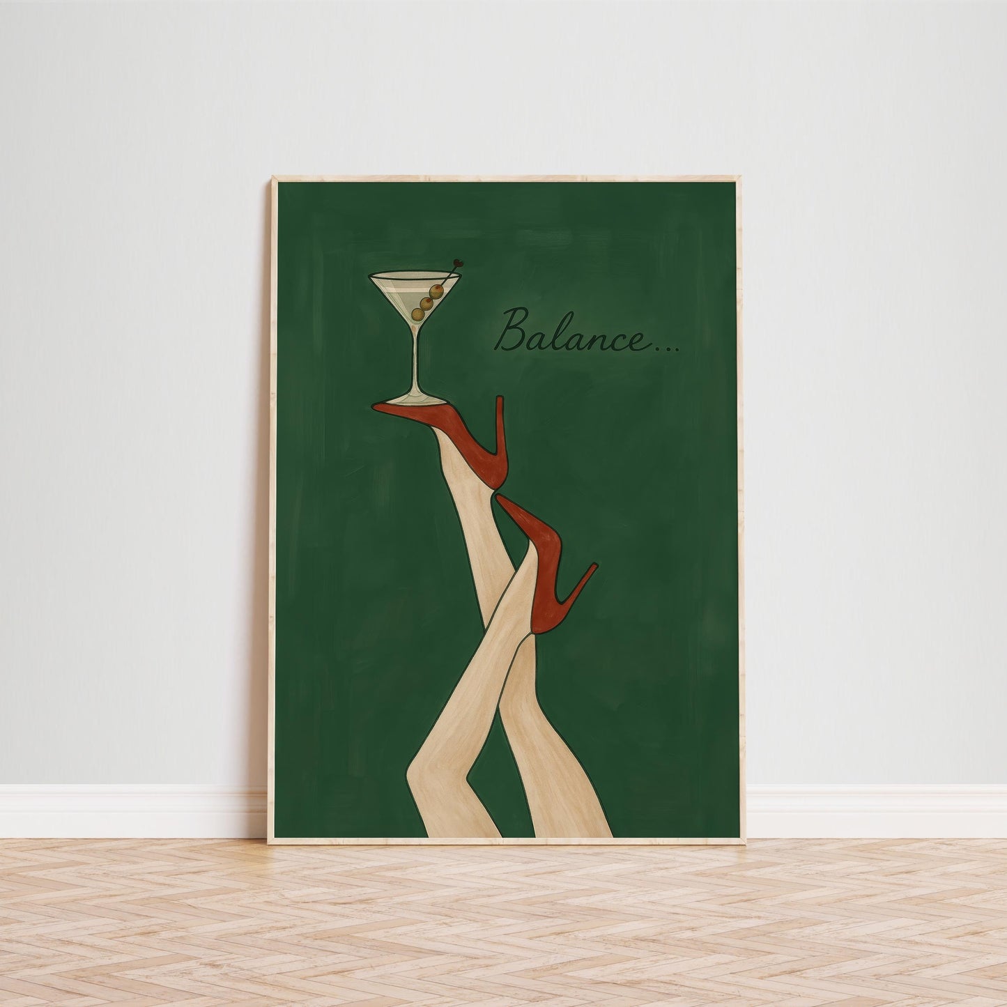 Martini Wall Art – Retro Bar Print With Chic Cocktail Decor & Bold Color