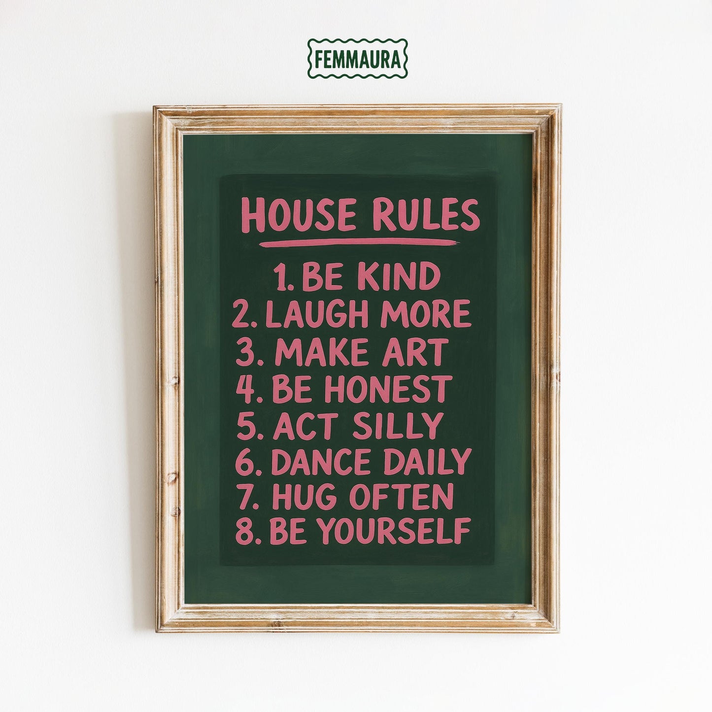 House Rules Poster – Playful Typography Print With Positive Quote Decor