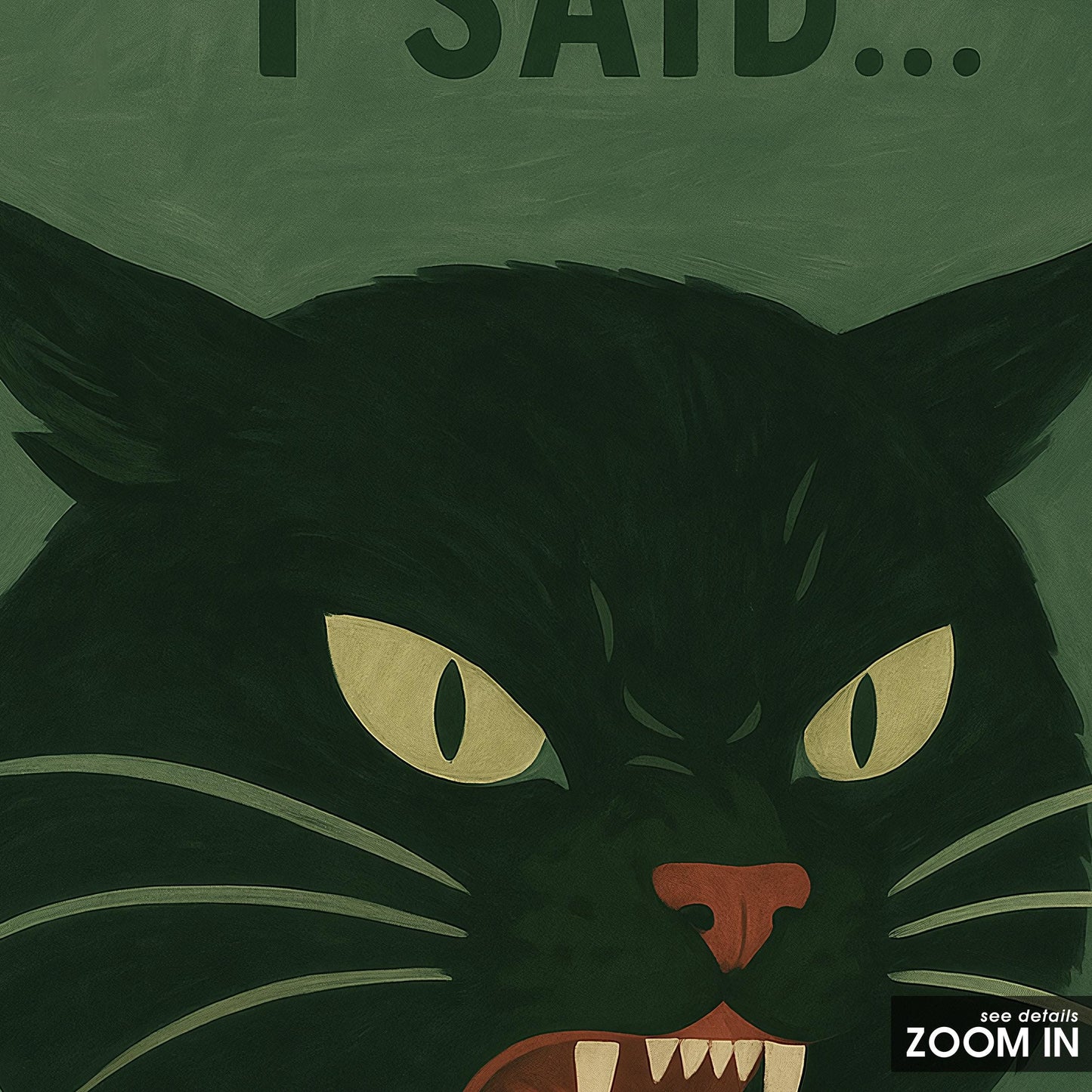Angry Black Cat Poster – Dark Humor Wall Art | Expressive Gouache Print