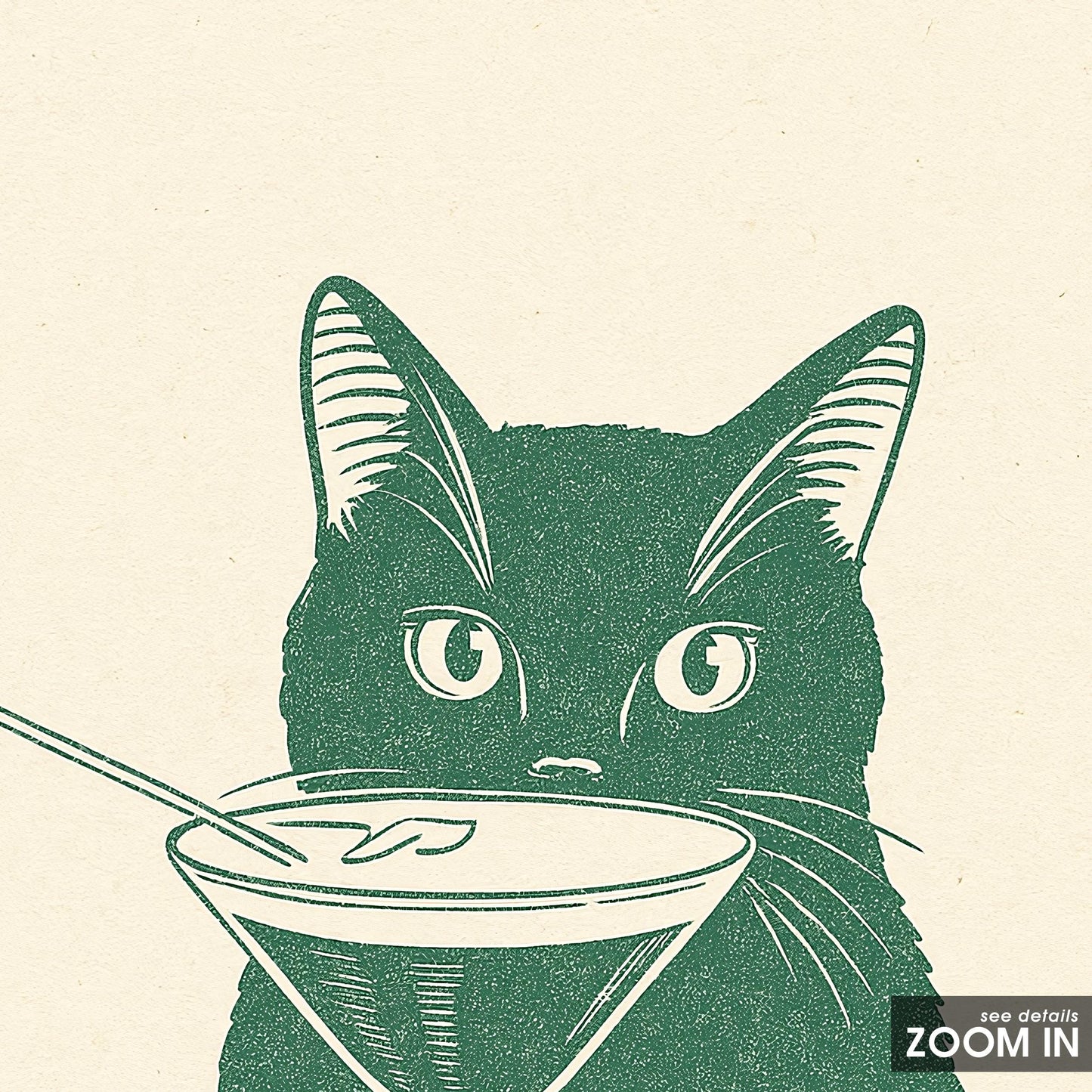 Cat Martini Poster – Retro Bar Art | Minimalist Vintage Cat Print