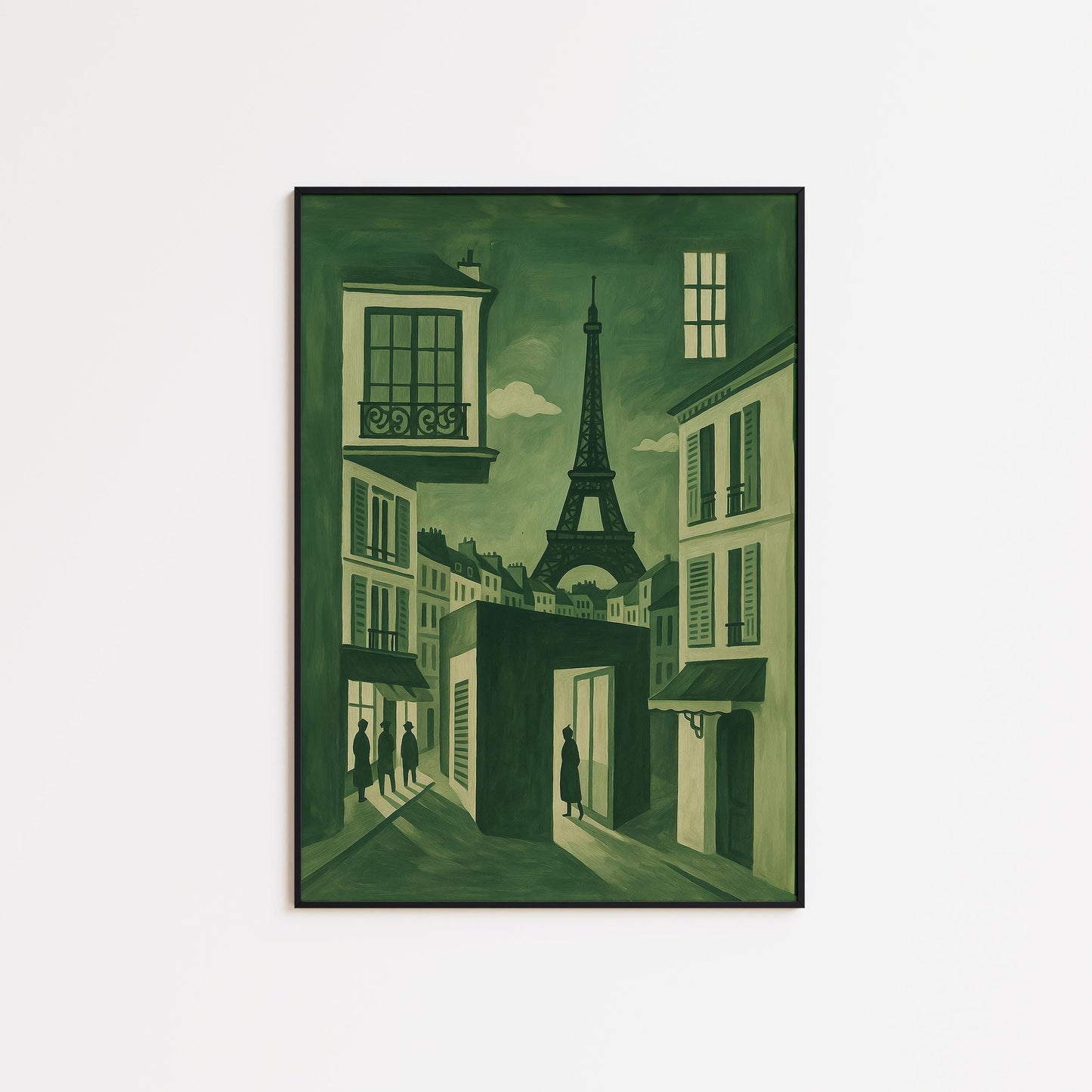 Paris France Poster – Vintage French Wall Art | Olive Green City Print