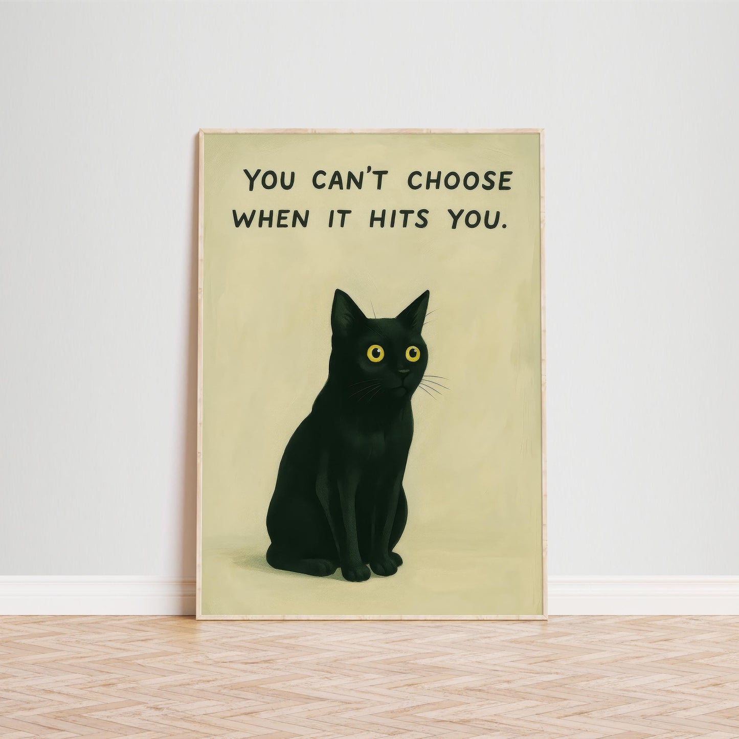 Minimalist Black Cat Poster – Emotional Quote Art | Cozy Scandinavian Wall Decor