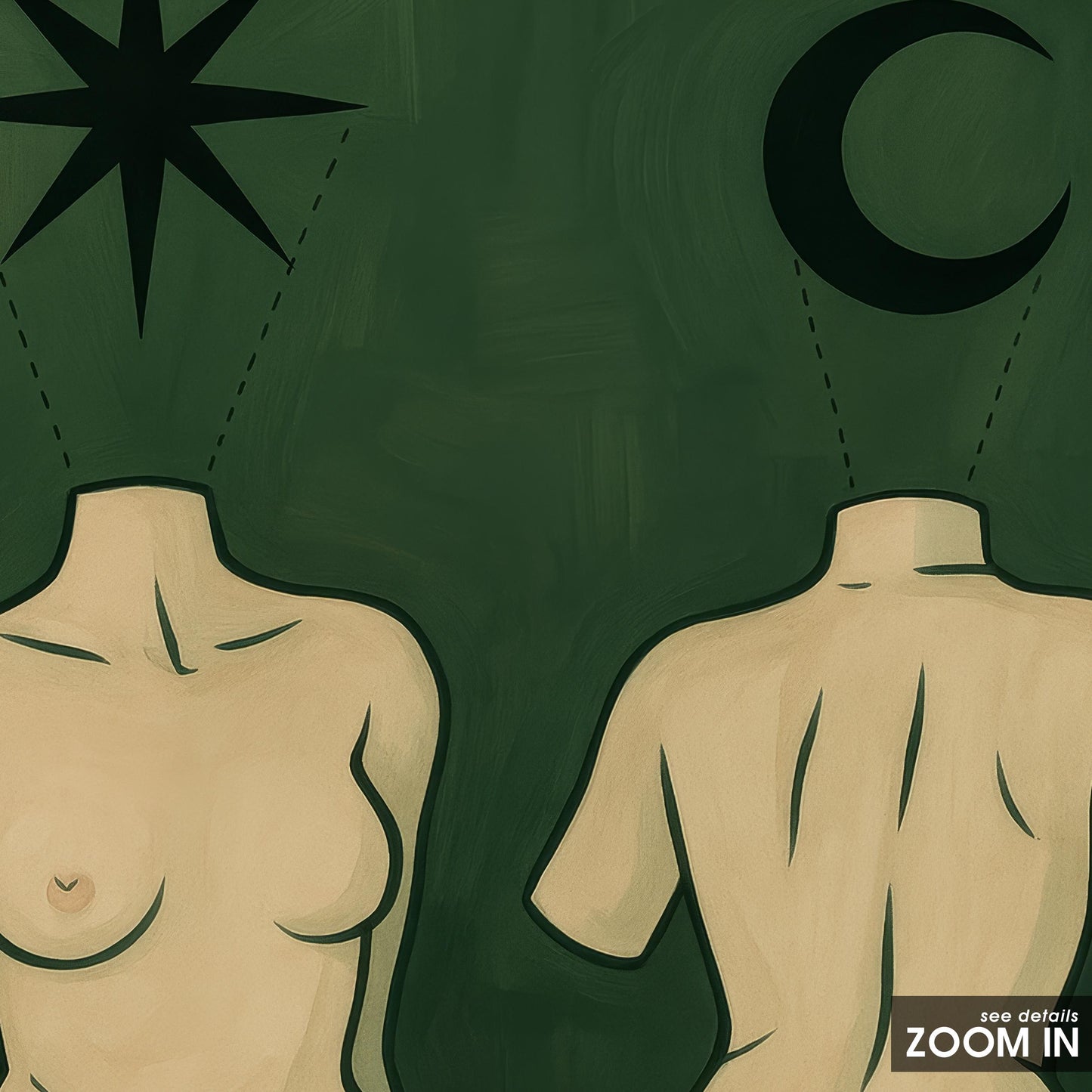 Feminine Wall Art – Symbolic Celestial Feminine Print | Green Wall Decor