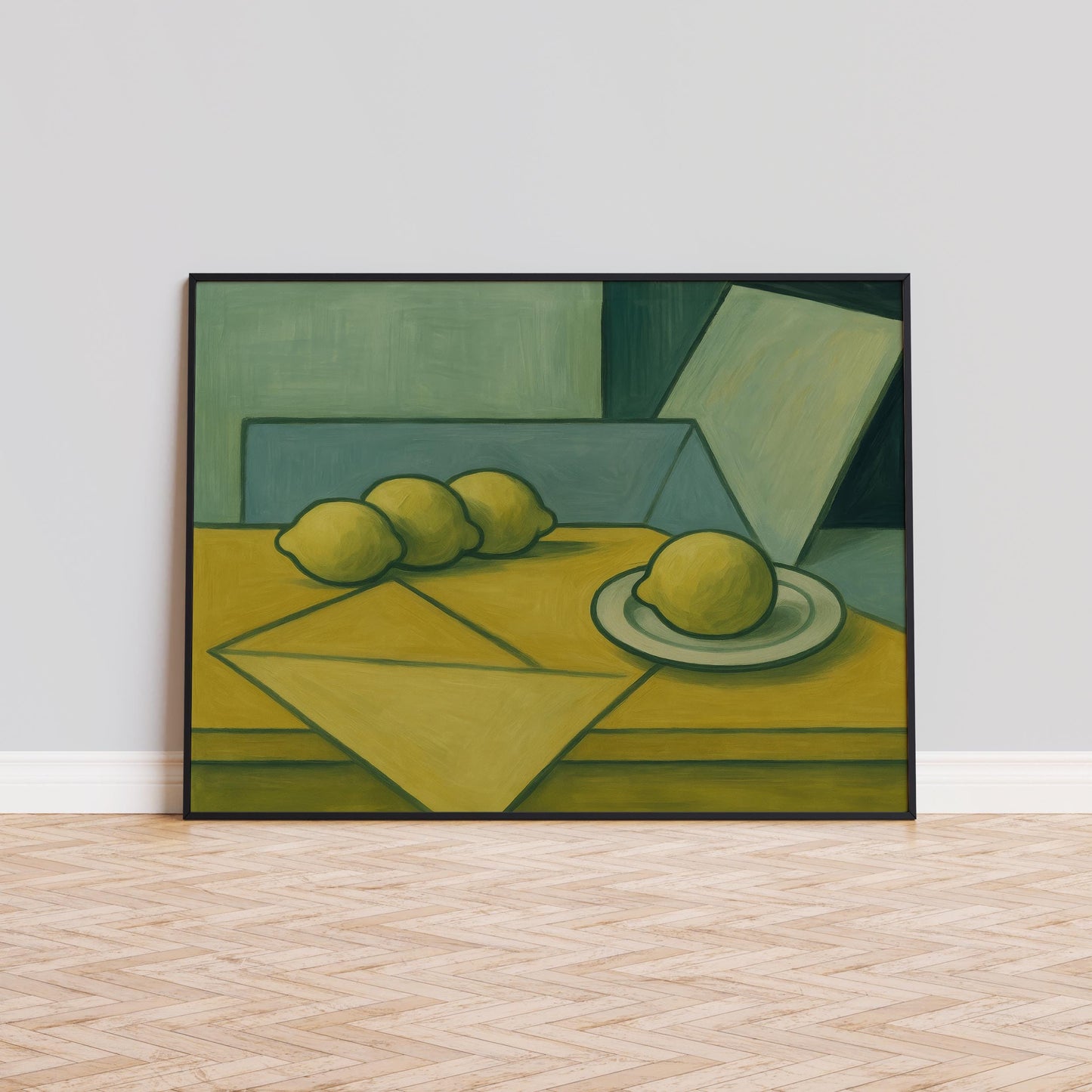 Cubist Lemons Wall Art – Modern Kitchen Abstract Fruit Print | Geometric Decor