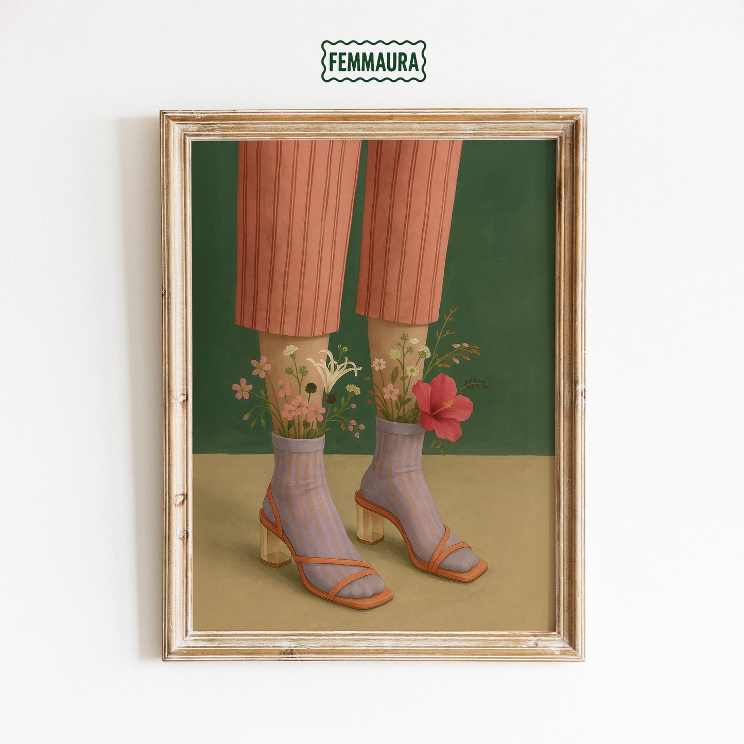 Floral Socks Art Print – Whimsical Feminine Botanical Wall Decor Poster