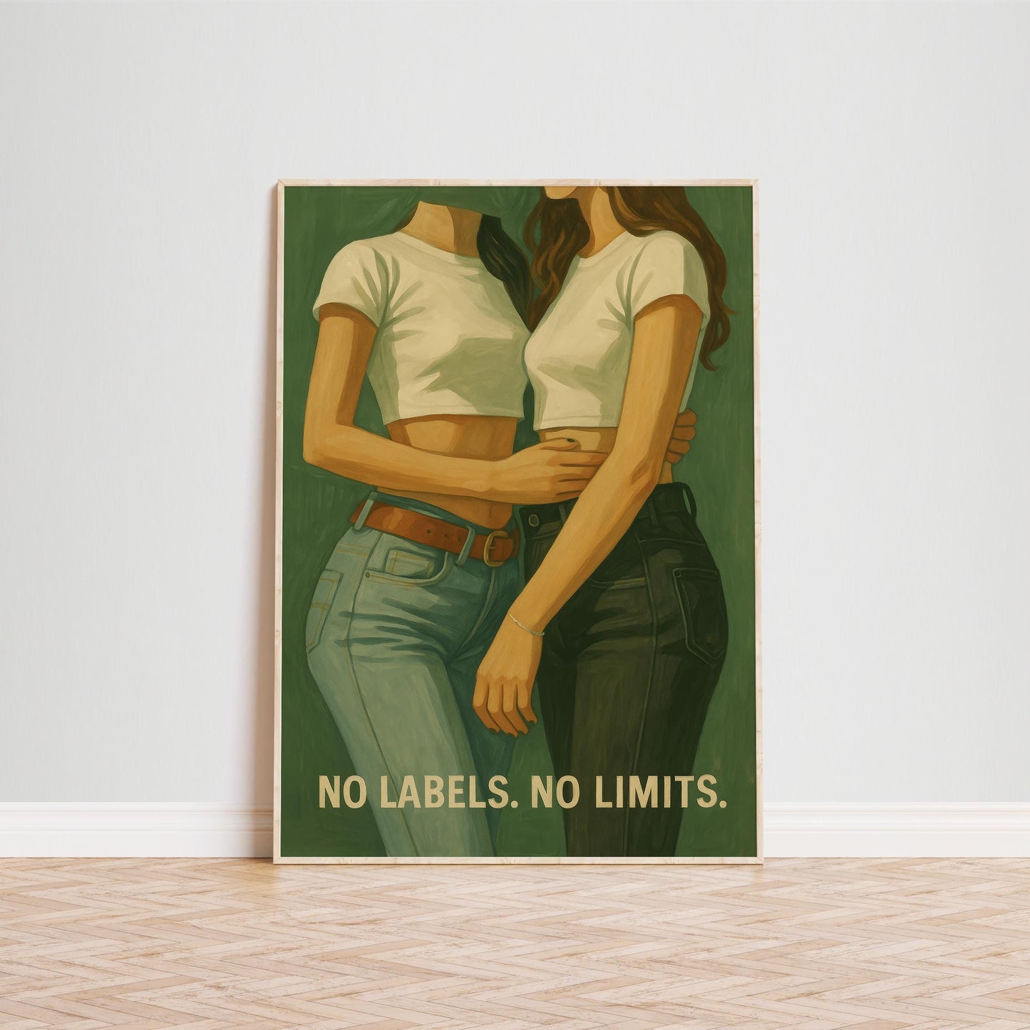 Queer Feminist Art Print – Lesbian Couple Print | Inclusive Fluid Identity Wall Decor