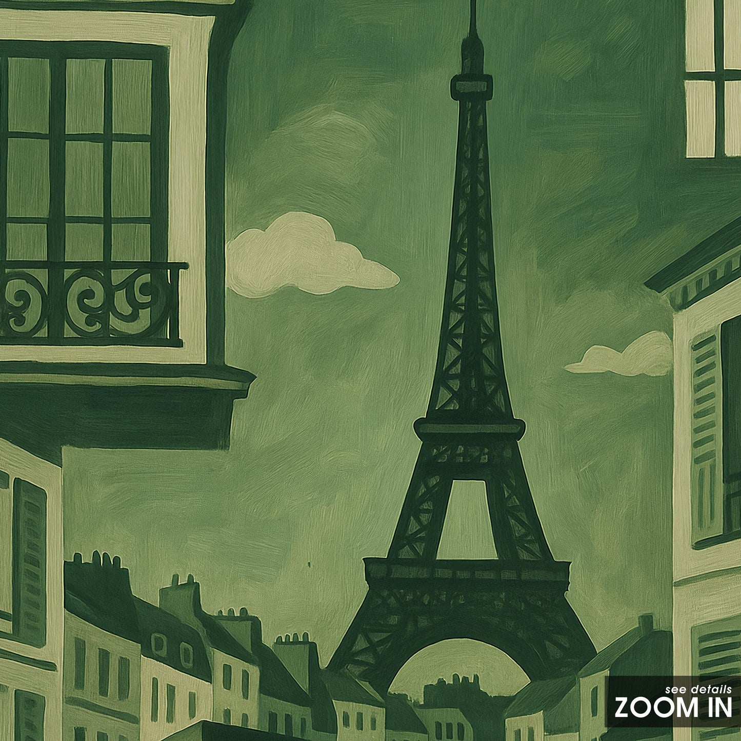 Paris France Poster – Vintage French Wall Art | Olive Green City Print