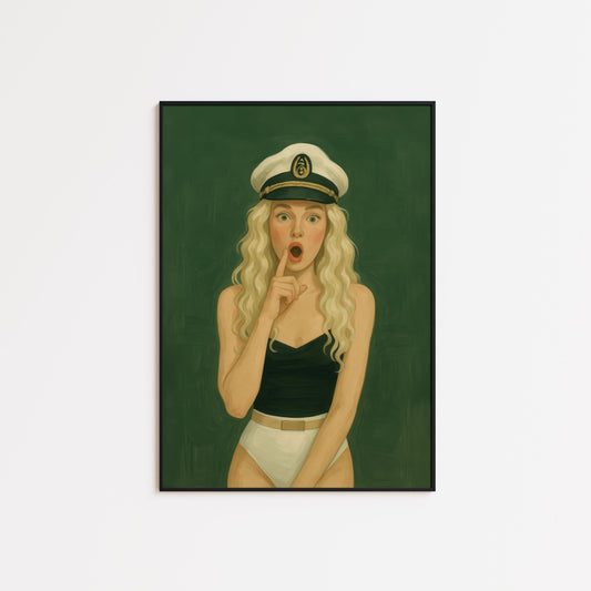 Retro Pin-Up Art – Nautical Wall Decor With Playful Blonde Sailor Girl Print