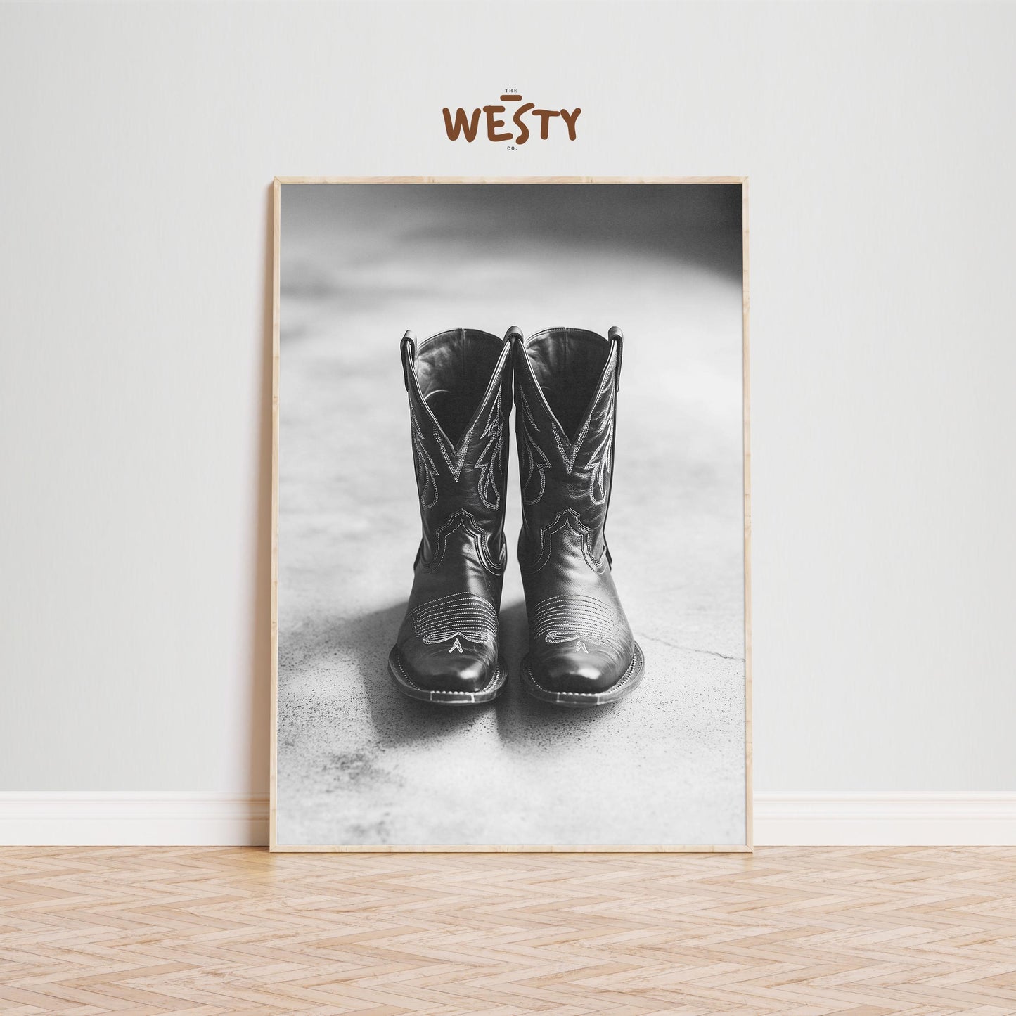 Black Cowboy Boots Poster – Western Monochrome Wall Art