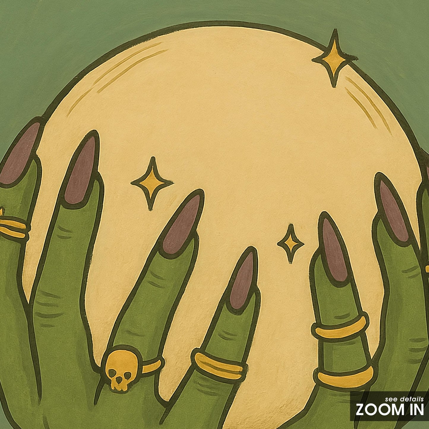 Witchy Wall Art – Mystic Hands with Crystal Ball | Occult Decor Print