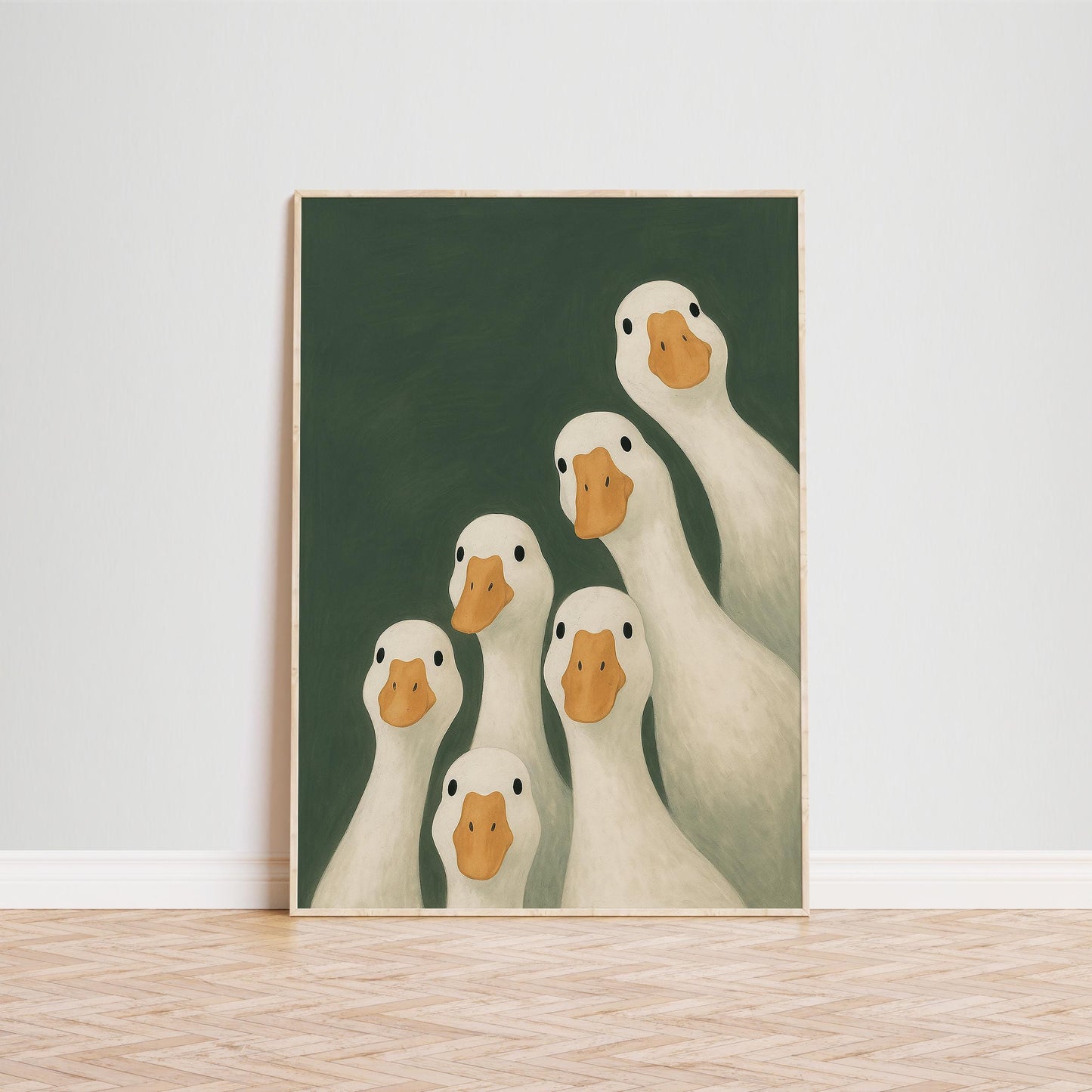 Funny Animal Wall Art – Goose Group Illustration | Playful Farmhouse Print