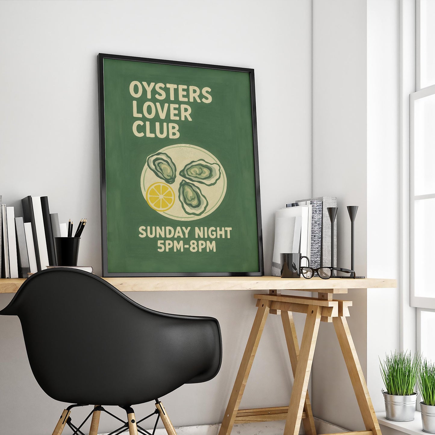 Coastal Kitchen Wall Art – Vintage Oyster Bar Sign | Seafood Bistro Print