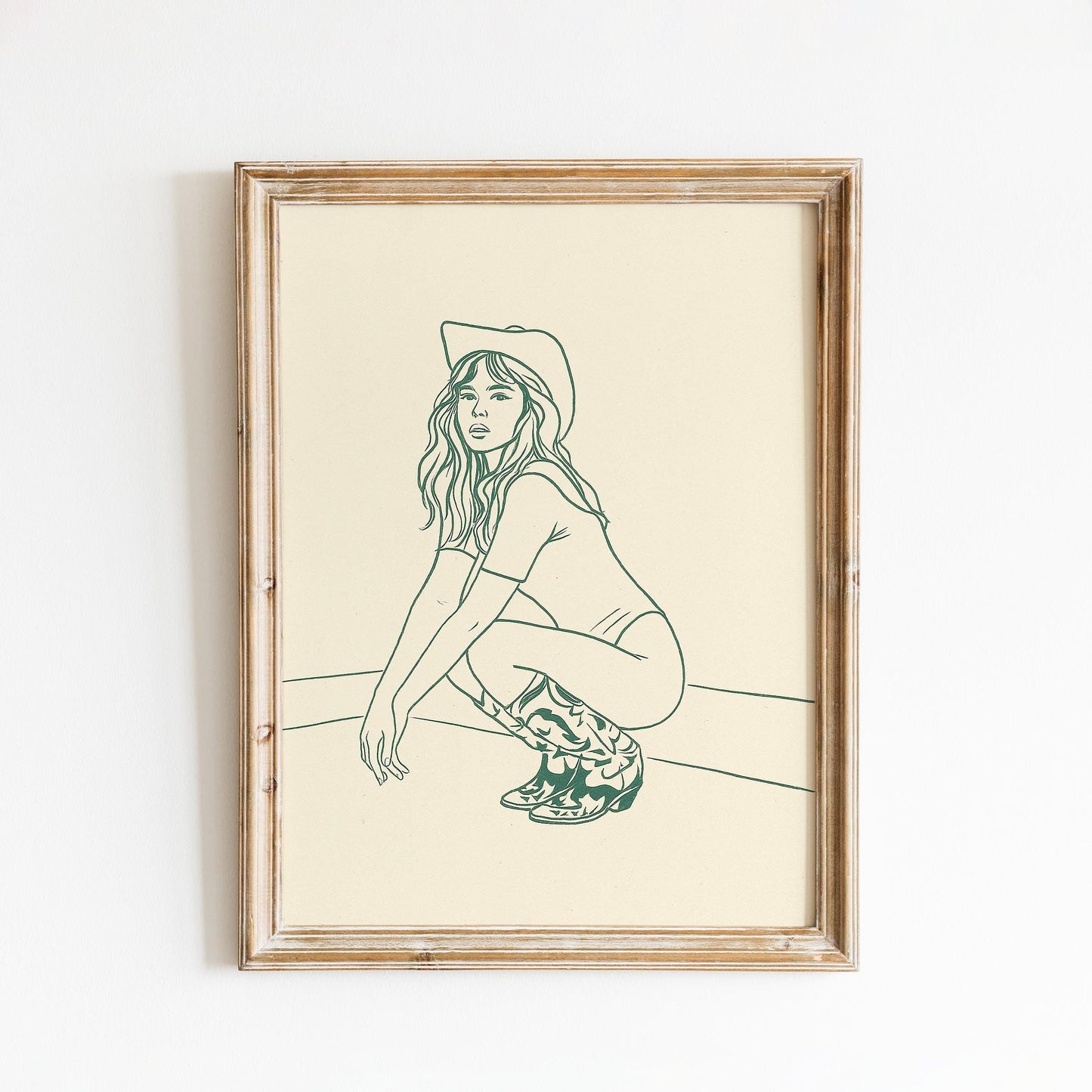 Cowgirl Muse Poster – Minimal Western Line Art Print, Femmaura Bold Series