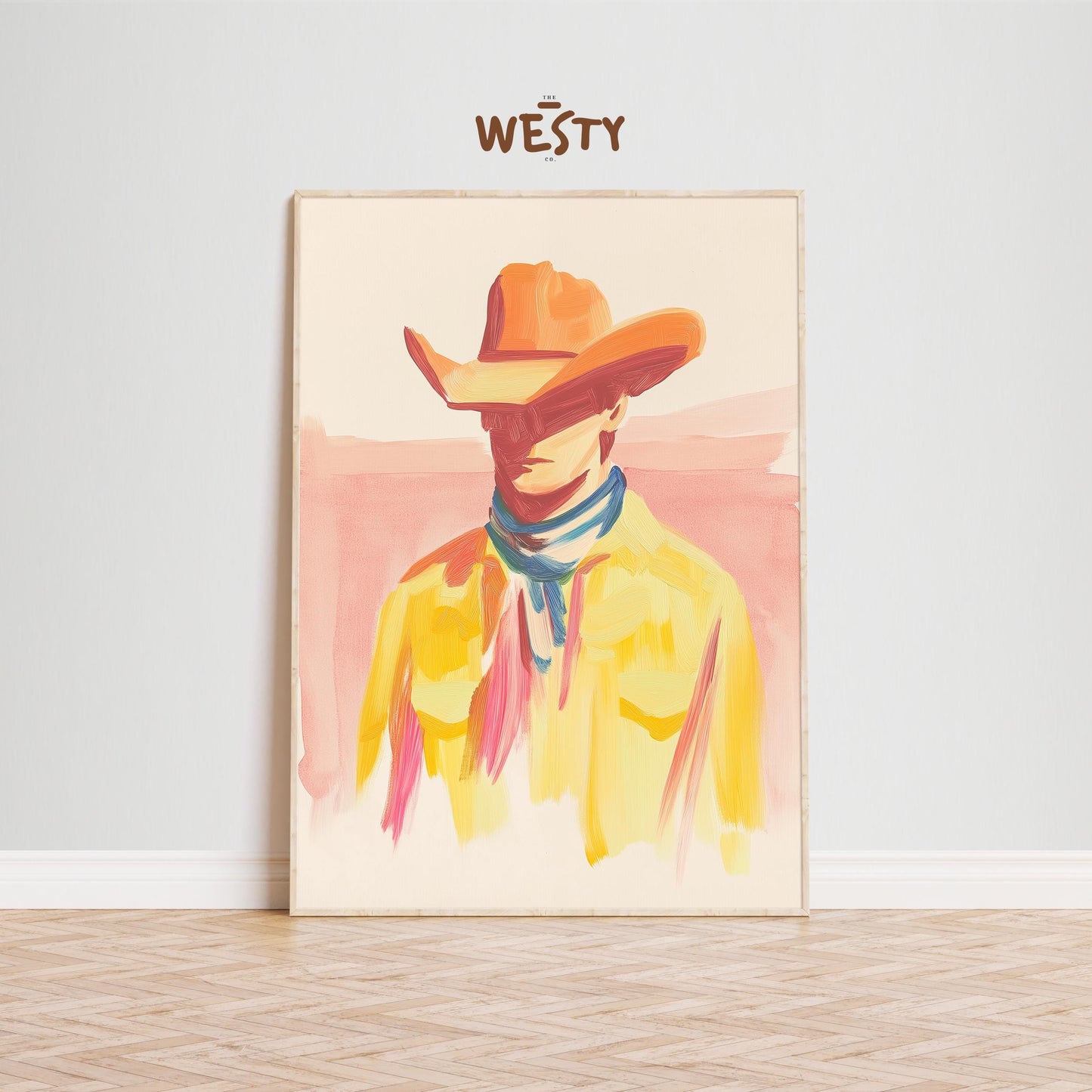 Colorful Cowboy Portrait – Western Abstract Wall Art