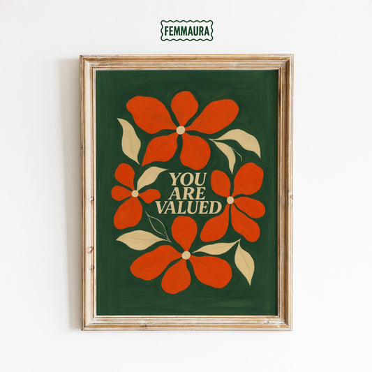 Motivational Wall Art – Floral Wall Decor With Positive Daily Affirmation Print