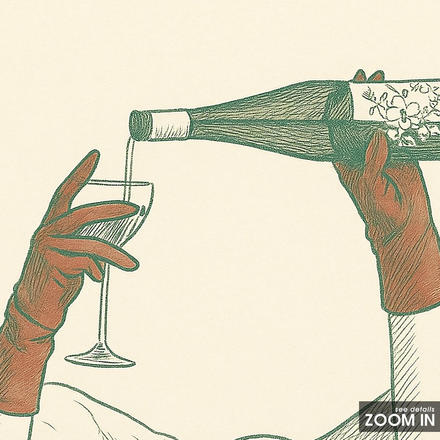 Wine in Bed Poster – Minimal Surreal Line Art Print, Femmaura Bold Series