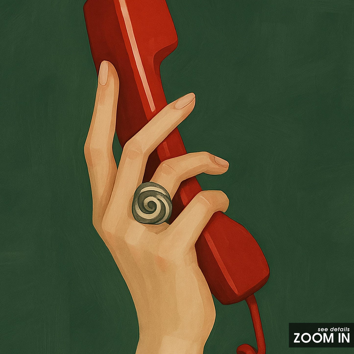 Red Telephone Poster – Retro Phone Art With Feminine Wall Decor & Nostalgic Vibe