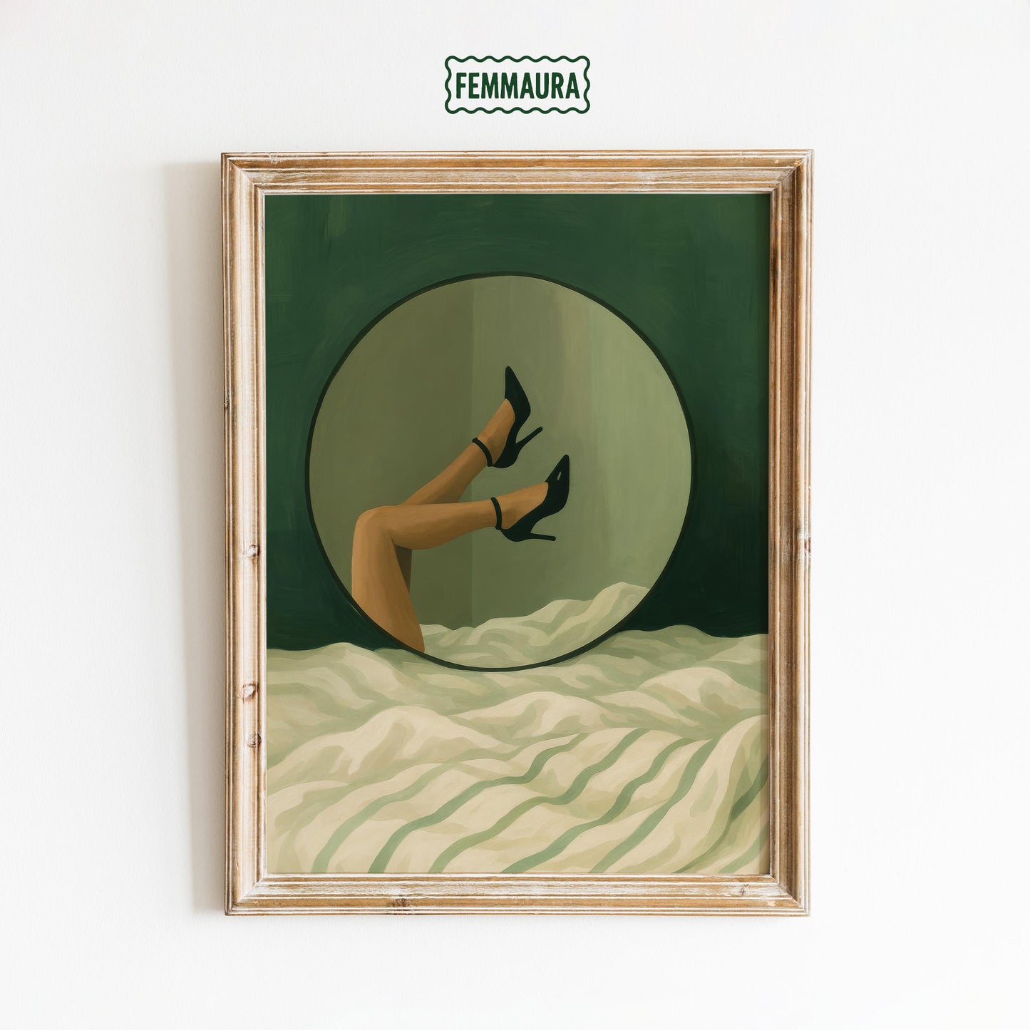 Seductive Wall Art – Mystery Mirror Print With Green Bedroom Poster