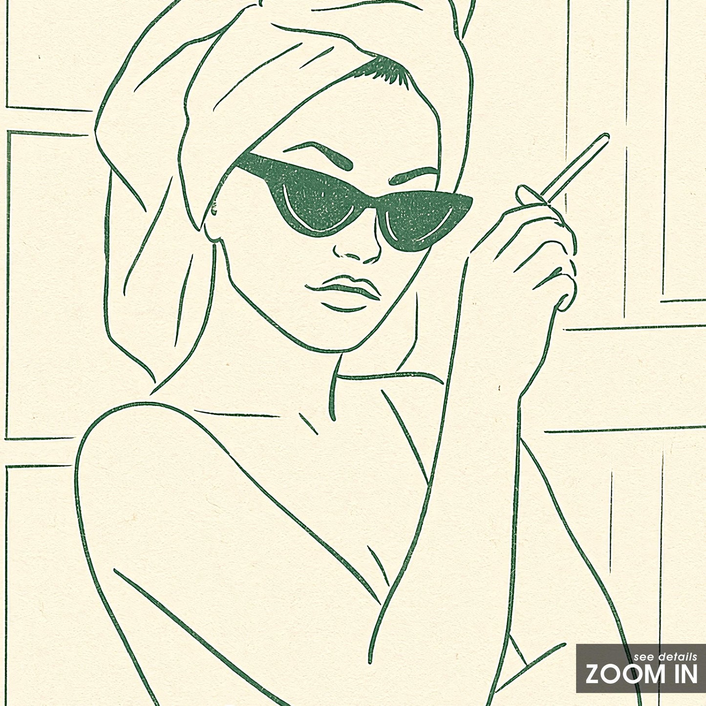 Towel & Cigarette Poster – Minimal Line Art Woman Print, Femmaura Bold Series