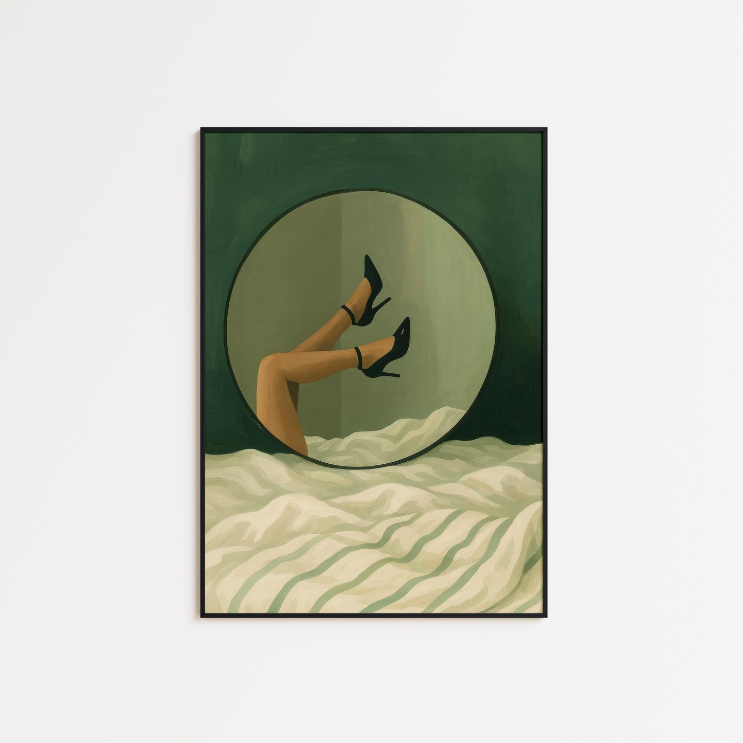 Seductive Wall Art – Mystery Mirror Print With Green Bedroom Poster